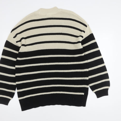 Monki Women's Black Striped Pullover Jumper, Size S