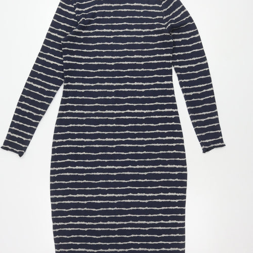 John Lewis Women's Blue Striped Midi Dress Size 14