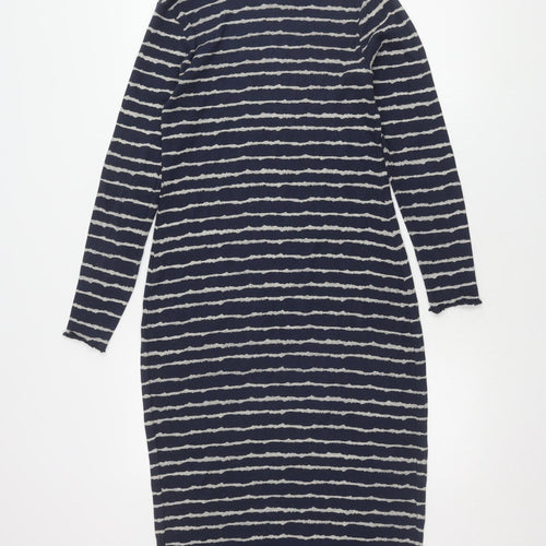 John Lewis Women's Blue Striped Midi Dress Size 14