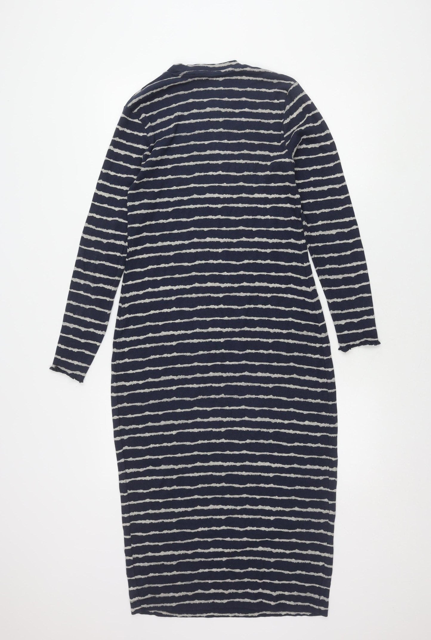 John Lewis Women's Blue Striped Midi Dress Size 14