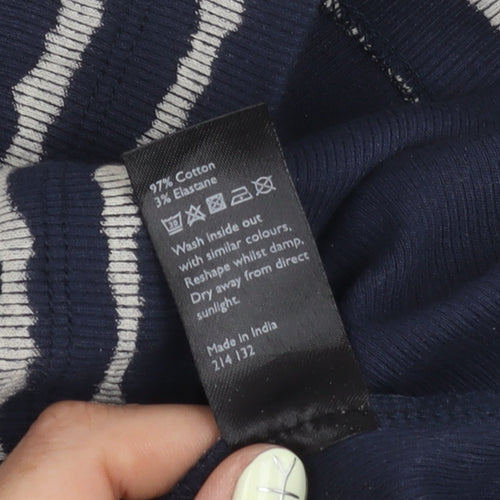 John Lewis Women's Blue Striped Midi Dress Size 14