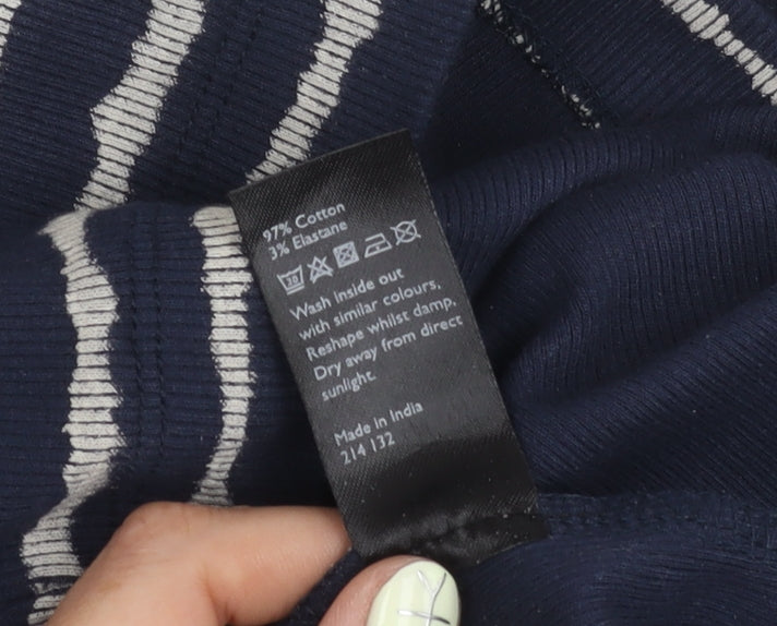 John Lewis Women's Blue Striped Midi Dress Size 14