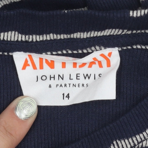 John Lewis Women's Blue Striped Midi Dress Size 14