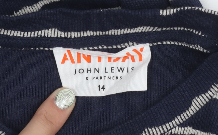 John Lewis Women's Blue Striped Midi Dress Size 14
