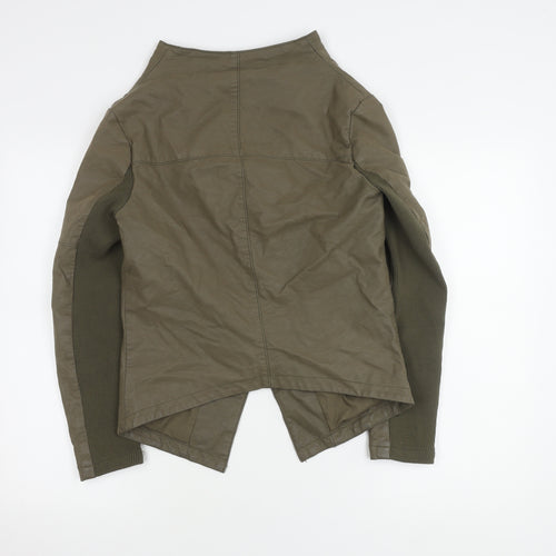 H&M Women's Green Biker Jacket in Size 10