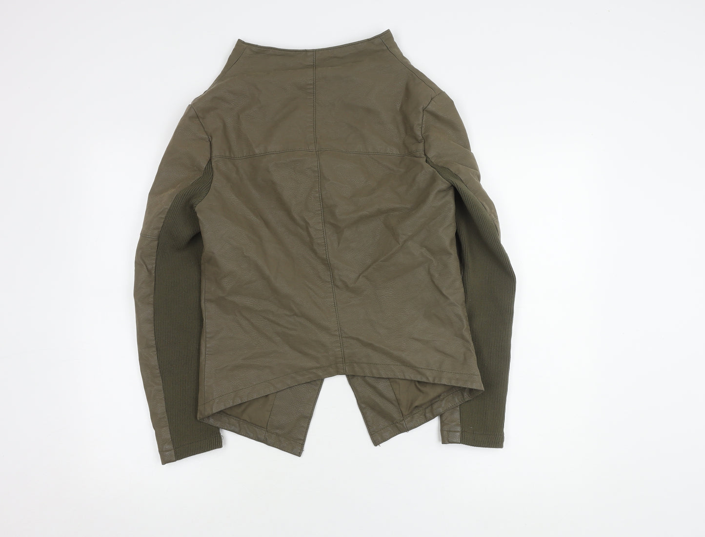 H&M Women's Green Biker Jacket in Size 10