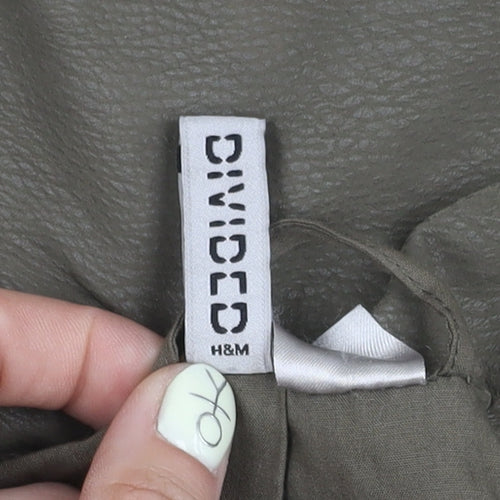 H&M Women's Green Biker Jacket in Size 10