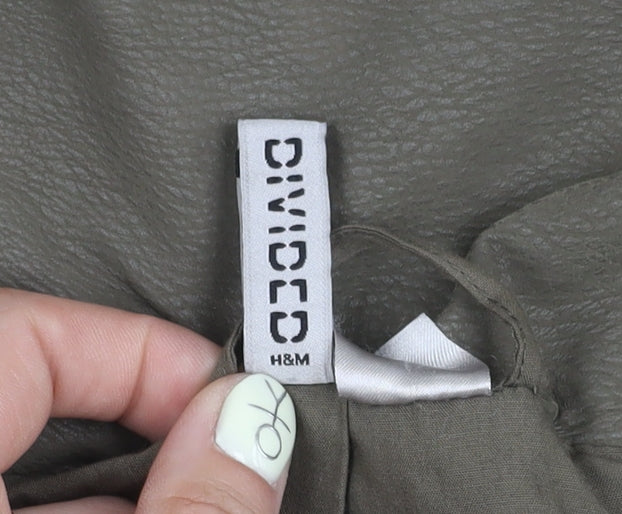 H&M Women's Green Biker Jacket in Size 10