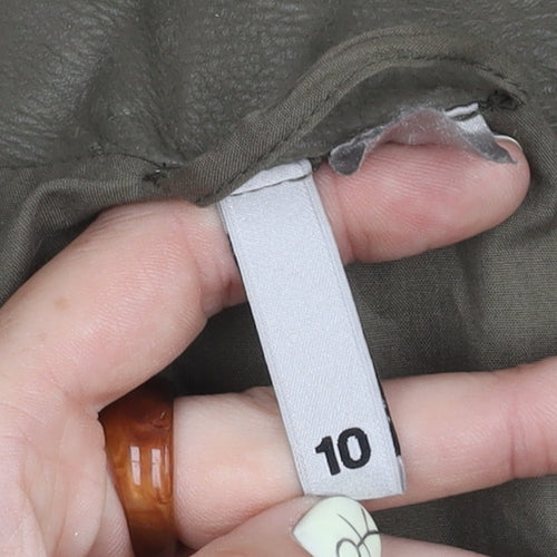 H&M Women's Green Biker Jacket in Size 10