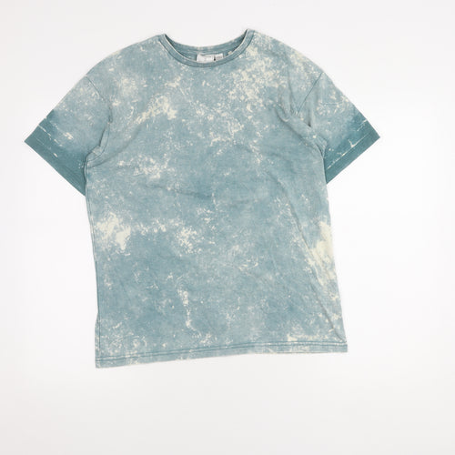 Topman Blue Graphic Print Crew Neck T-Shirt, Men's Small
