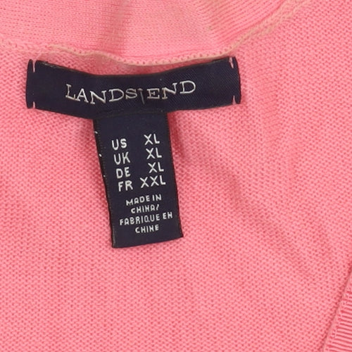 Lands' End Women's Pink XL Cotton Cardigan