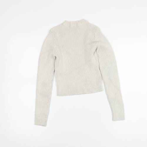 ZARA Women's Ivory Crew Neck Knit Jumper Size M