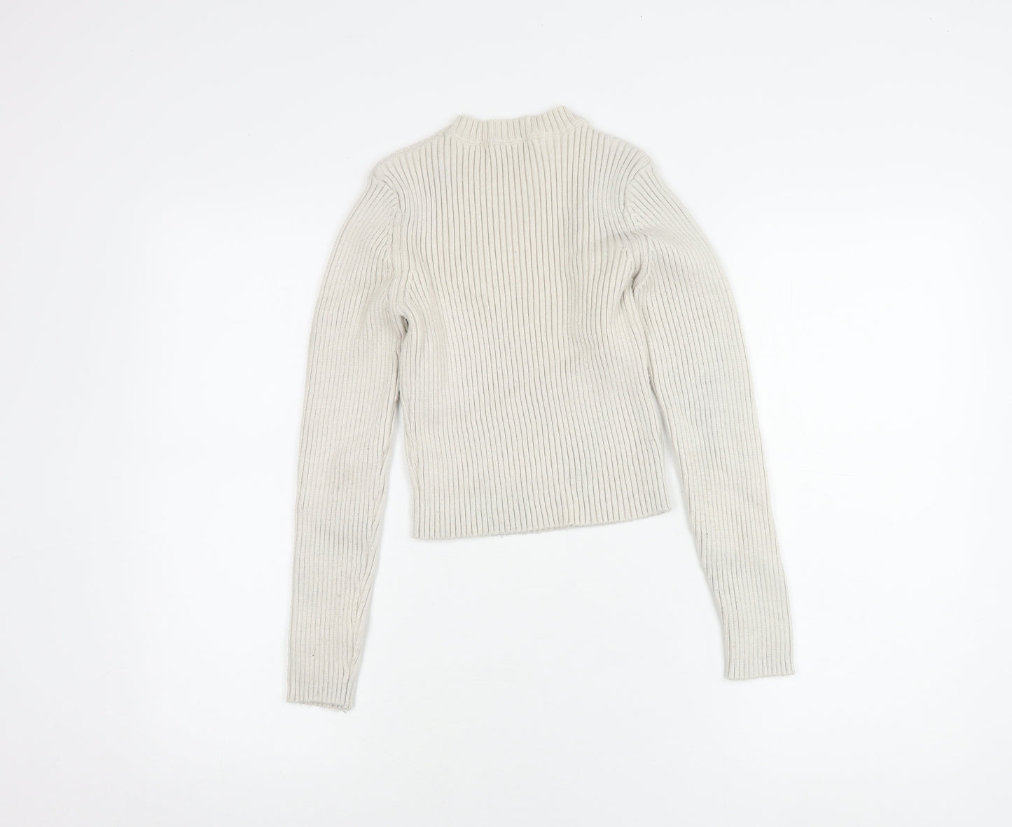 ZARA Women's Ivory Crew Neck Knit Jumper Size M