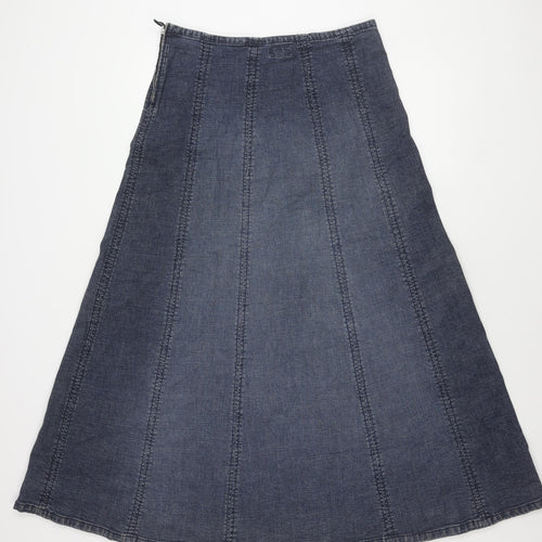 Per Una Women's Blue Denim A-Line Midi Skirt Size 14