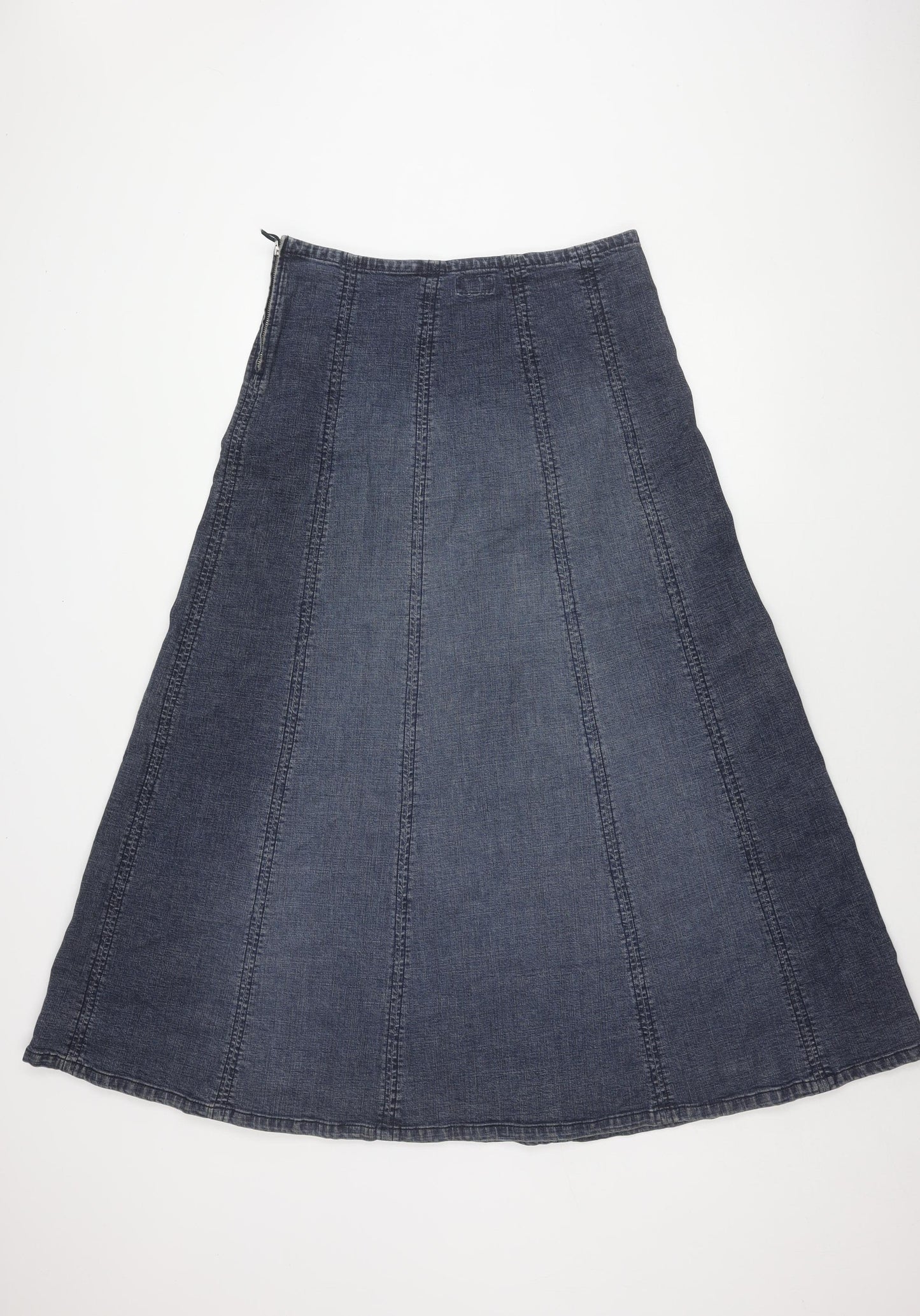 Per Una Women's Blue Denim A-Line Midi Skirt Size 14