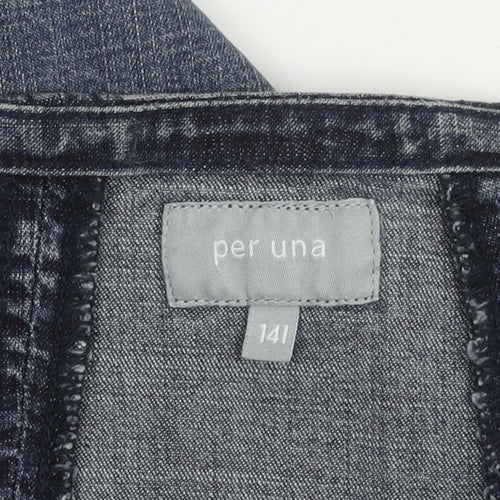 Per Una Women's Blue Denim A-Line Midi Skirt Size 14