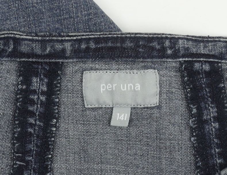 Per Una Women's Blue Denim A-Line Midi Skirt Size 14