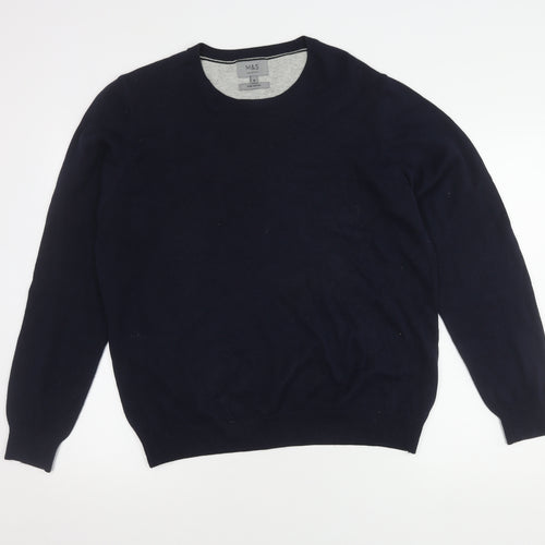 Marks and Spencer Men's Blue Medium Pullover Jumper