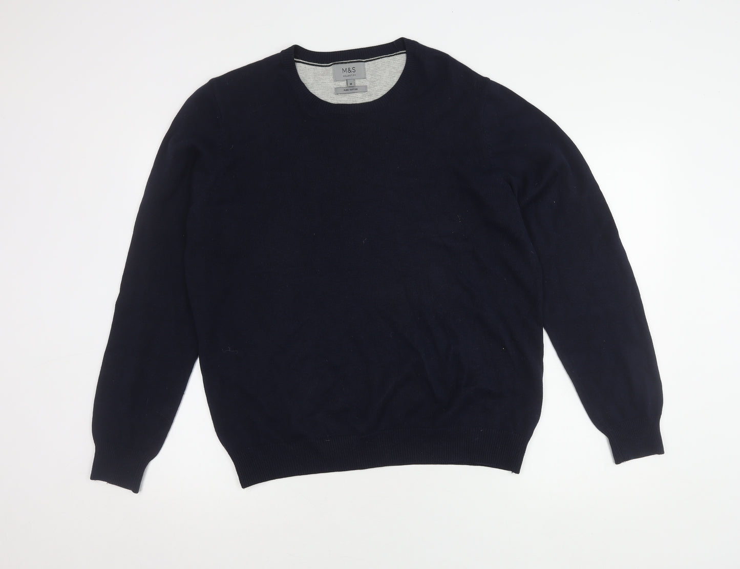Marks and Spencer Men's Blue Medium Pullover Jumper