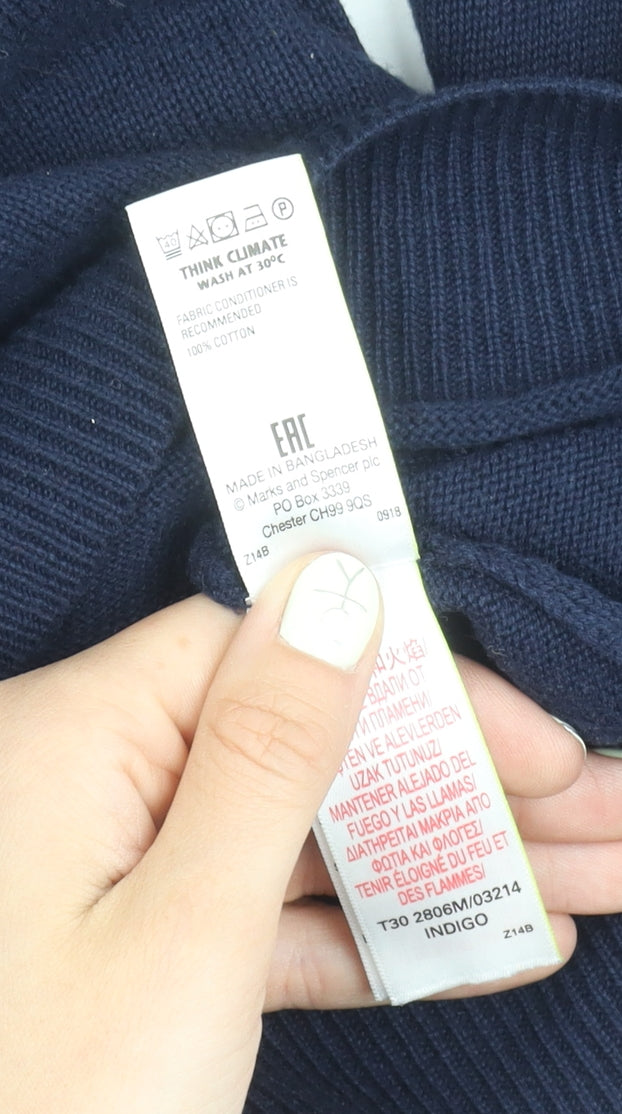 Marks and Spencer Men's Blue Medium Pullover Jumper