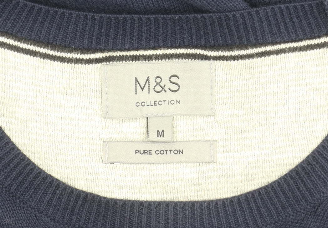 Marks and Spencer Men's Blue Medium Pullover Jumper