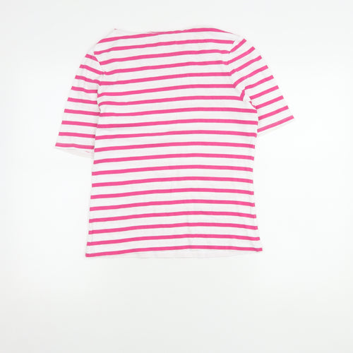 John Lewis Pink Striped T-Shirt, Size 12, Casual Women's Top