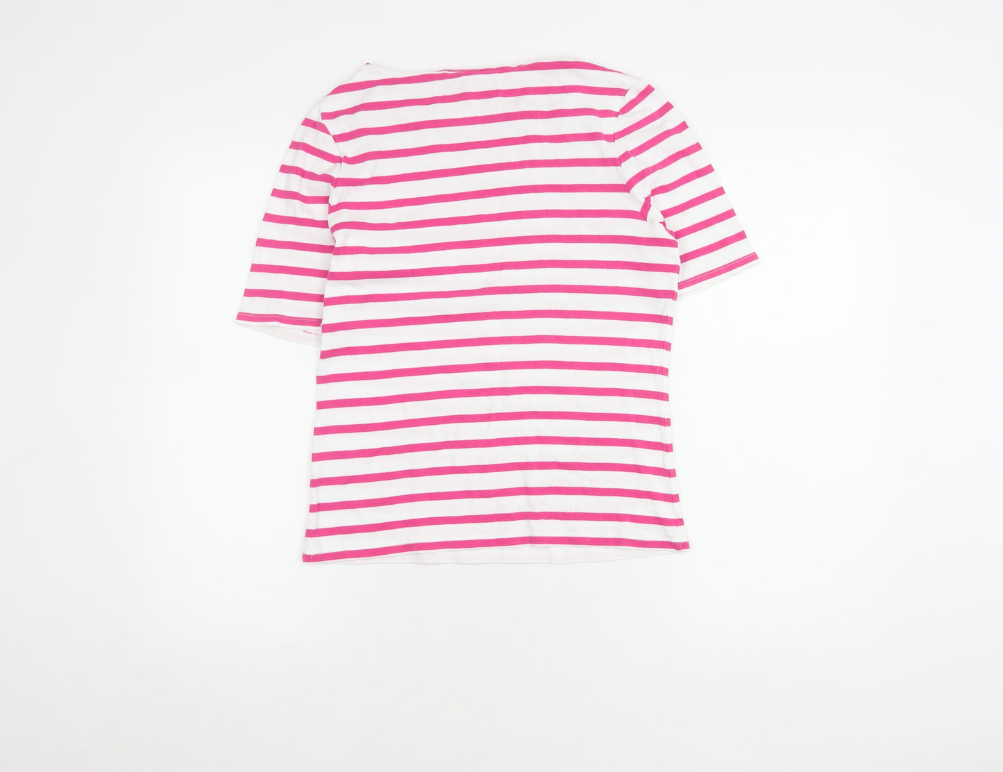 John Lewis Pink Striped T-Shirt, Size 12, Casual Women's Top