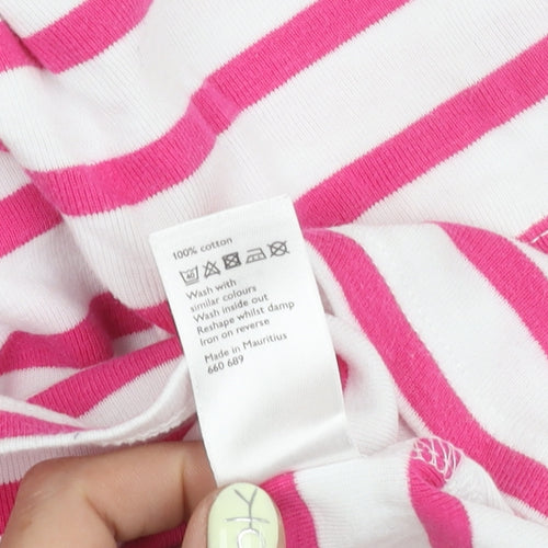 John Lewis Pink Striped T-Shirt, Size 12, Casual Women's Top