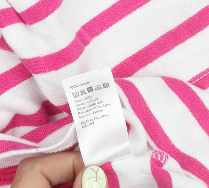 John Lewis Pink Striped T-Shirt, Size 12, Casual Women's Top