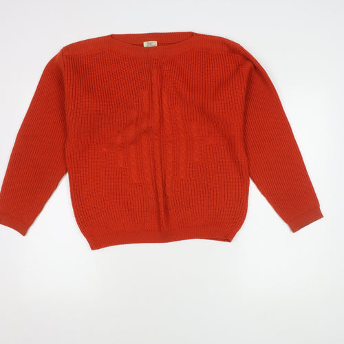 Planet Women's Orange Tight-Knit Jumper, Size L