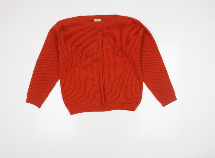 Planet Women's Orange Tight-Knit Jumper, Size L