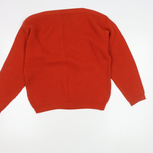 Planet Women's Orange Tight-Knit Jumper, Size L