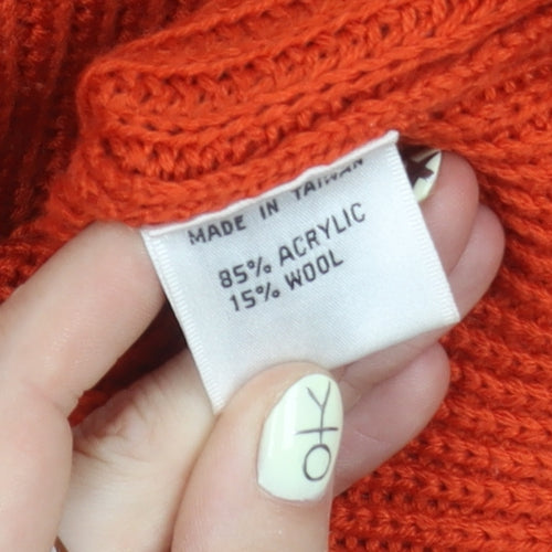 Planet Women's Orange Tight-Knit Jumper, Size L