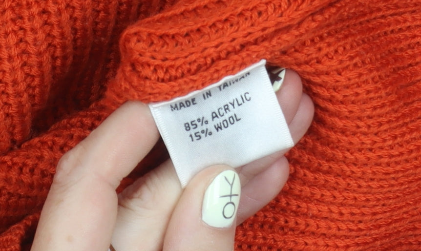 Planet Women's Orange Tight-Knit Jumper, Size L