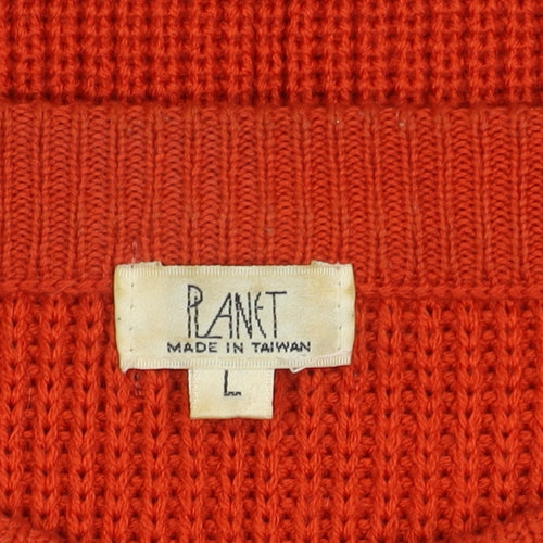 Planet Women's Orange Tight-Knit Jumper, Size L