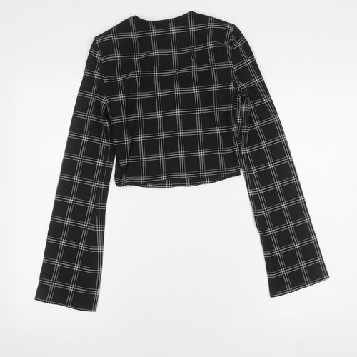 River Island Women's Black Check Cropped Blouse Size 6