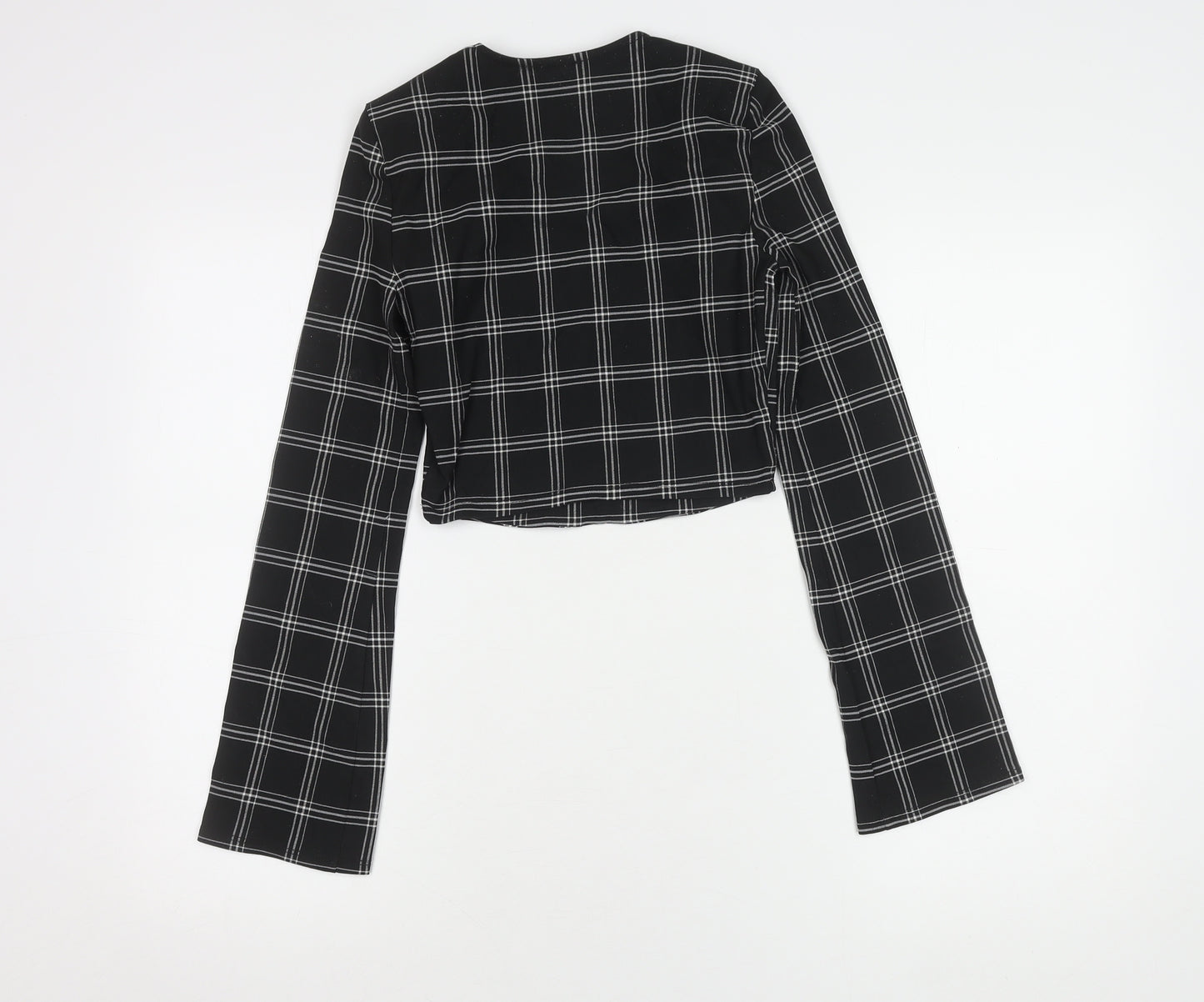 River Island Women's Black Check Cropped Blouse Size 6