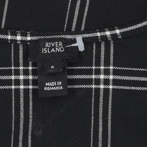 River Island Women's Black Check Cropped Blouse Size 6