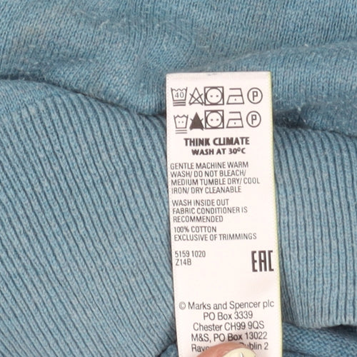 Marks and Spencer Men's Blue Cotton Pullover Jumper L