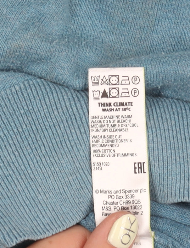 Marks and Spencer Men's Blue Cotton Pullover Jumper L