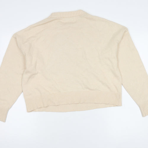 Stradivarius Women's Beige Pullover Jumper Size 12