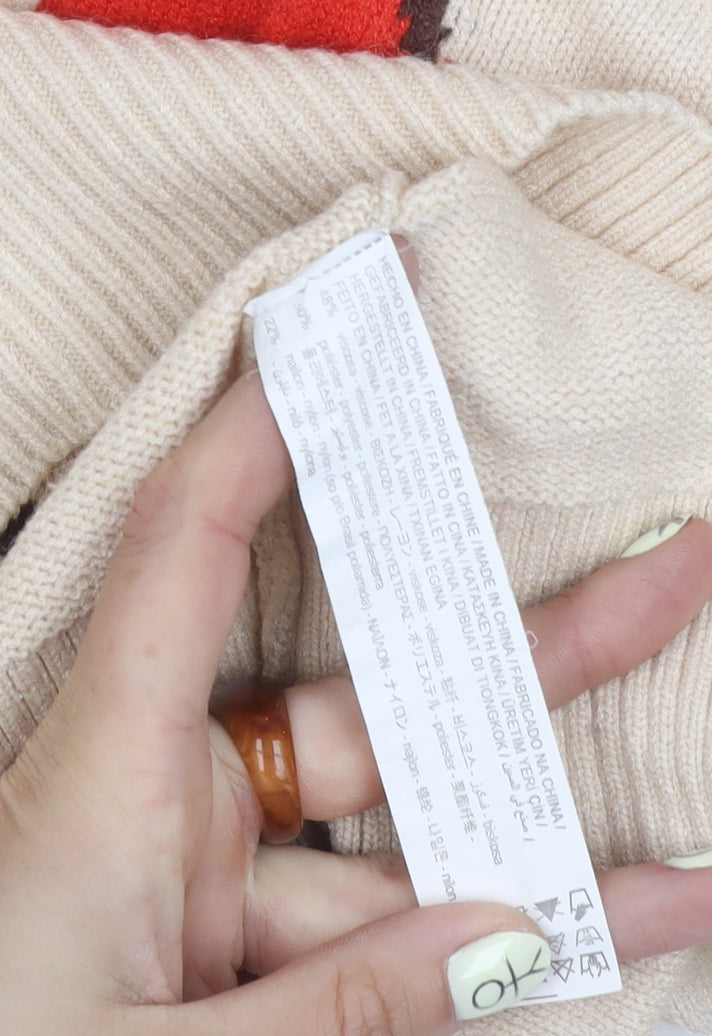 Stradivarius Women's Beige Pullover Jumper Size 12