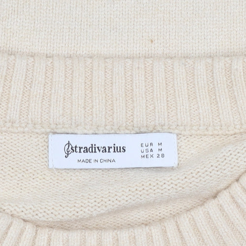 Stradivarius Women's Beige Pullover Jumper Size 12