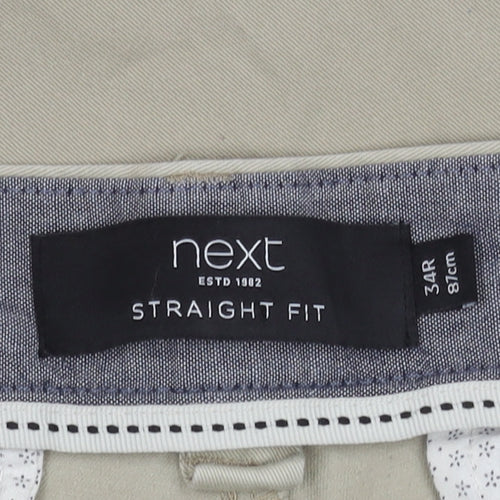 Next Men's Beige Chino Trousers 34R Straight Fit