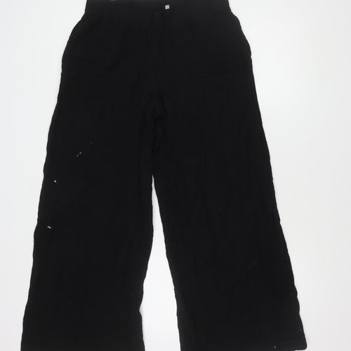 Weekday Women's Black Linen Elastic Waist Trousers Size S