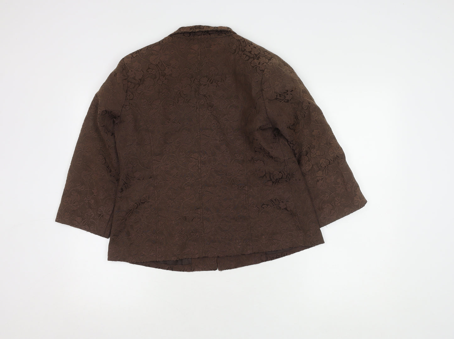 Fusion Women's Brown 3/4 Sleeve Floral Blazer Lined