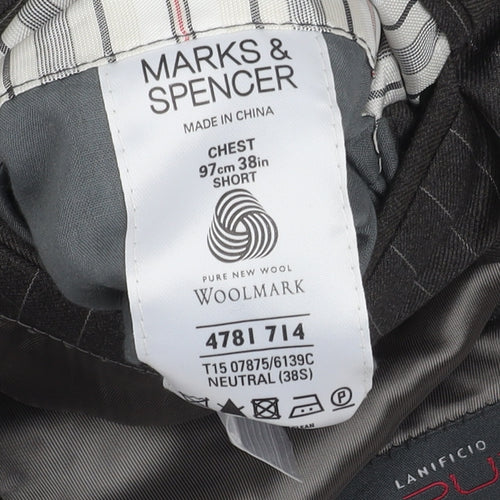 Marks and Spencer Men’s Grey Striped Wool Blazer 38S