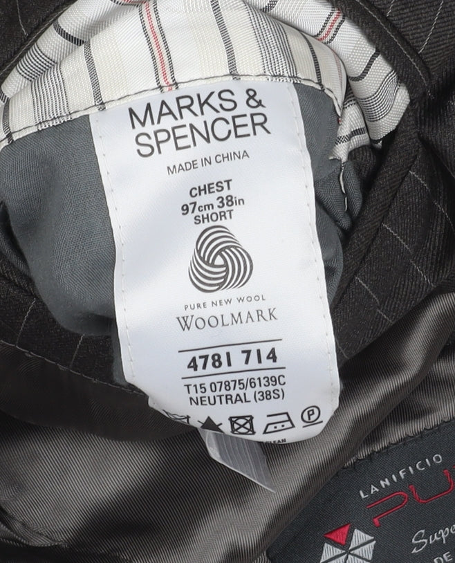 Marks and Spencer Men’s Grey Striped Wool Blazer 38S