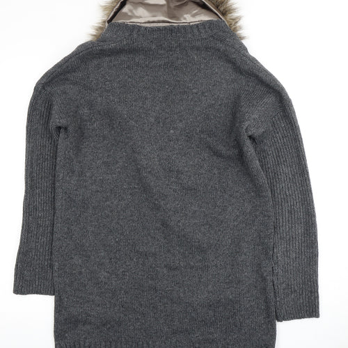 Firetrap Women's Grey Hooded Cardigan Size 14