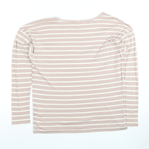 Henri Lloyd Women's Pink Striped T-Shirt M Long Sleeve